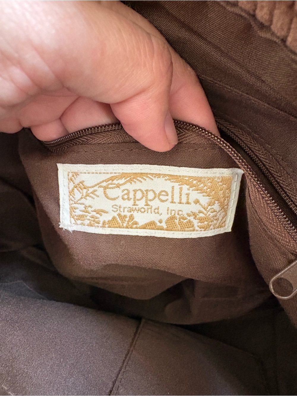 Cappelli Straworld, Inc Brown Corduroy Floral Applique Tote Bag - Picture 8 of 11